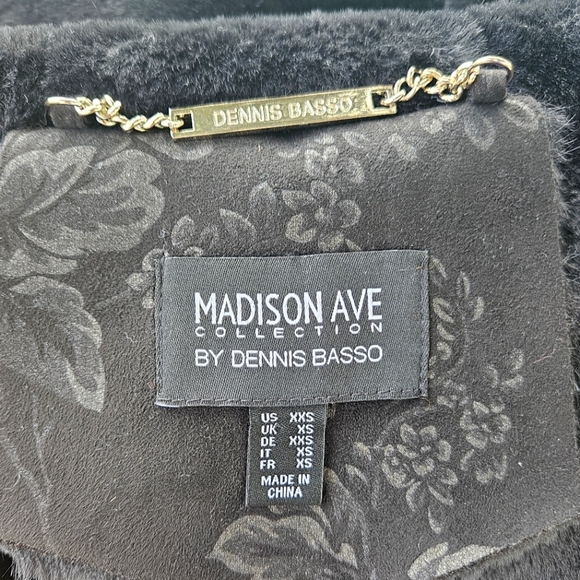 Dennis Basso Madison Avenue Jaquard Floral Print Faux Shearling Coat Hood Black - Picture 6 of 10